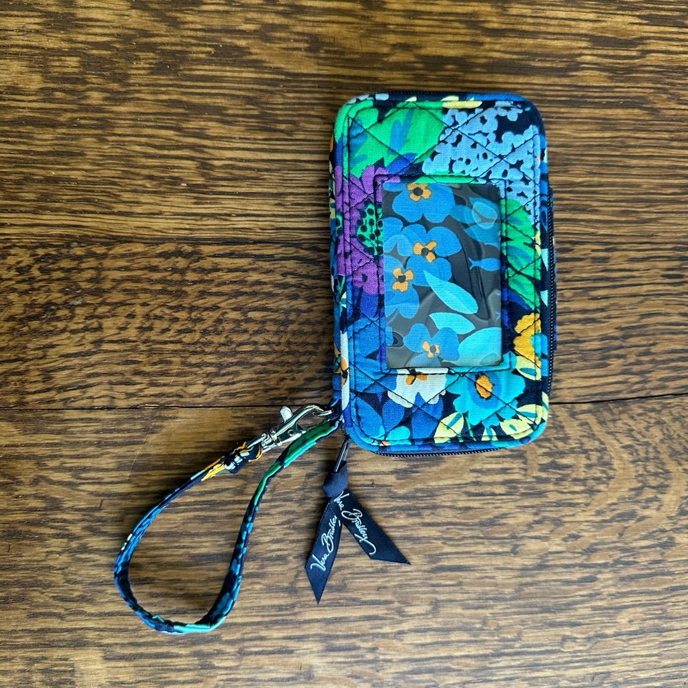 Vera Bradley blue floral wallet with wrist strap #floral #new